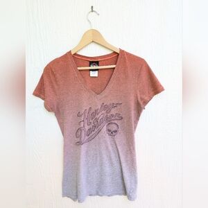 Harley-Davidson Motorcycles Orange Skull Short Sleeve T-shirt Bellevue, WA Small